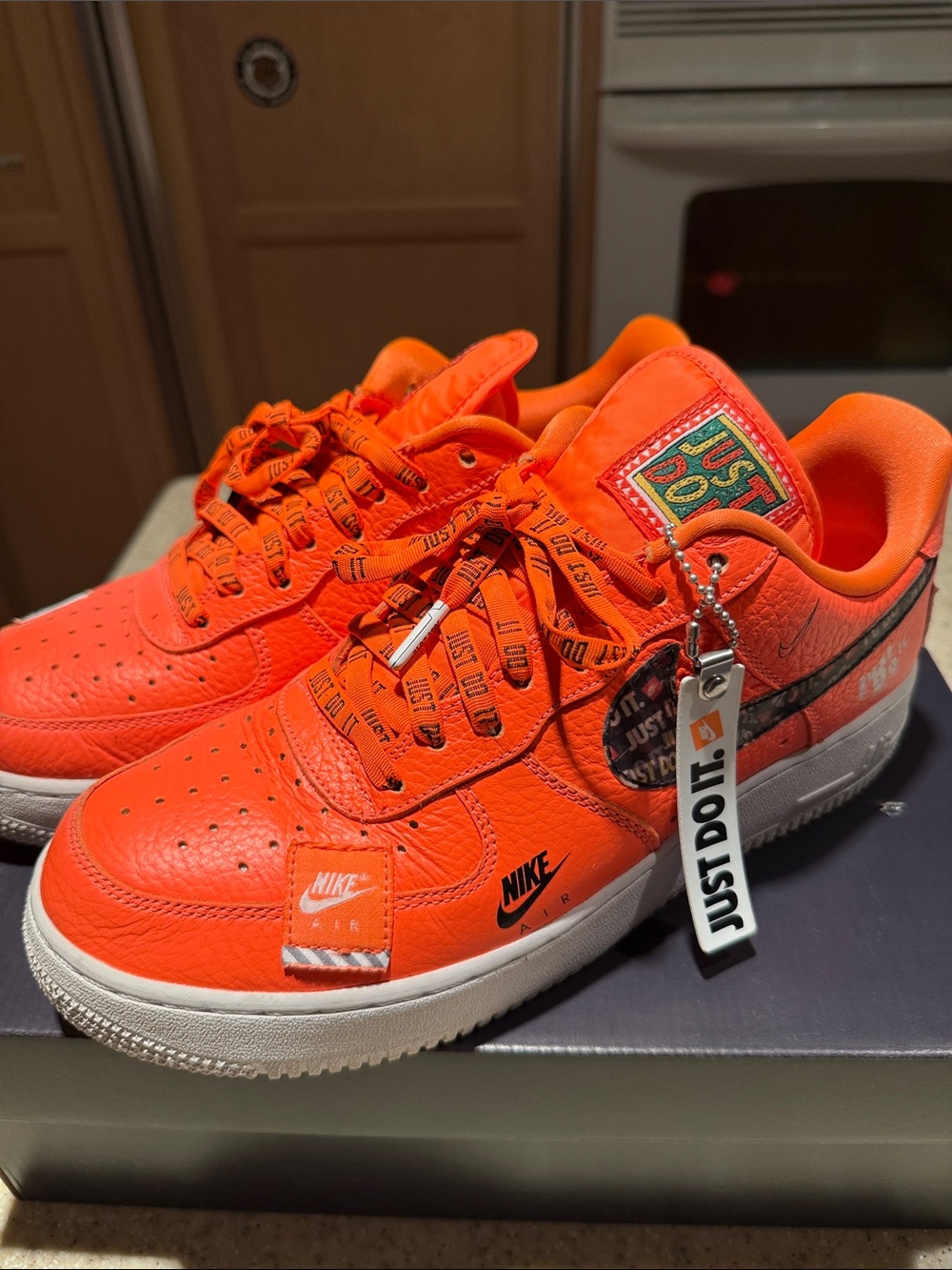 Nike Orange 'Just Do It' Air Force 1 Low Sneakers AR7719 800 Size US 9